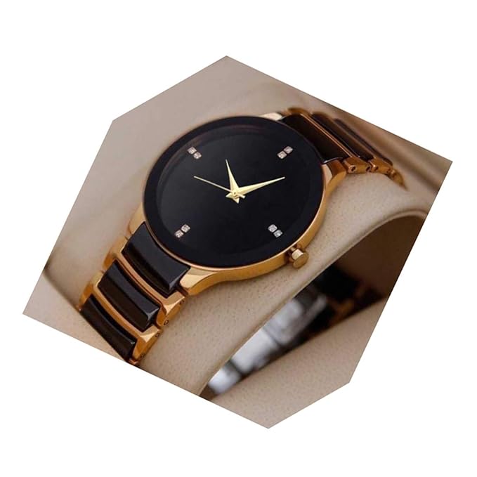 Premium Brand - Analogue Men's Watch (Black Dial Multi Colored Strap) (1.Gold)