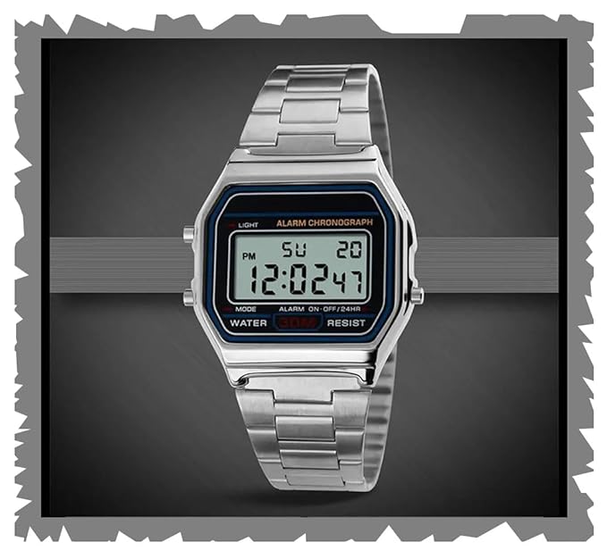 Premium Vintage Series Digital Grey Dial Silver Band Women's Stainless Steel Watch Men's Watch