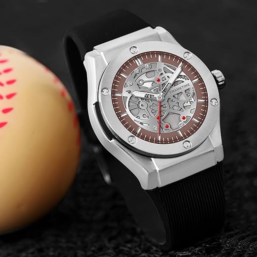 Apex Sillicone Series Wrist Watch for Men and Boys | Black Silicone Strap and Silver,Brown Round Dial Analog Watch for Men