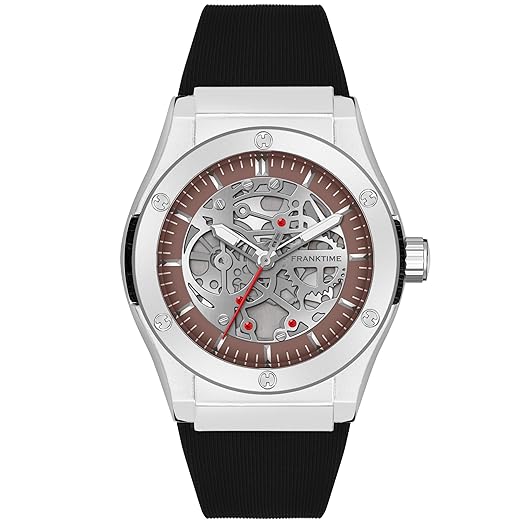 Apex Sillicone Series Wrist Watch for Men and Boys | Black Silicone Strap and Silver,Brown Round Dial Analog Watch for Men