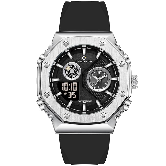 Analog-Digital Sports Watch Chronograph, Dual Time, Water-Resistant, Shock-Resistant, Back Light Display- The Perfect Watch for Men and Boys - CT7711